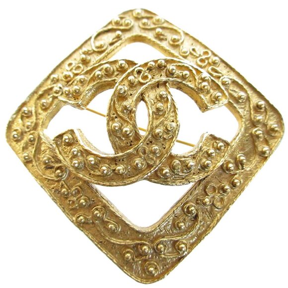CHANEL Gold Logo Brooch - Picture 1 of 5